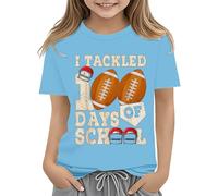 Camisa para niña de verano para el primer día de la escuela, camiseta en mi preescolar, camiseta para guardería, camiseta para niña, 140, azul claro, 6-7 años