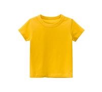 Camisa para niño 146 de manga larga para niños y niñas, manga corta, básica, informal, verano, camiseta de un solo color, camiseta para chicos, amarillo, 4 años
