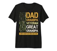 Camisa para papá Abuelo Veterano con Bandera Estadounidense Camiseta Premium