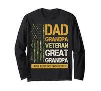 Camisa para papá Abuelo Veterano con Bandera Estadounidense Manga Larga