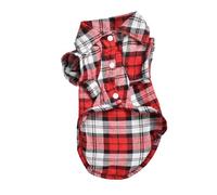 Camisa para perro a cuadros para todas las estaciones, ropa básica a cuadros británicos, ropa suave e informal para perros medianos, niños (rojo, L)