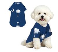 Camisa para perro con estampado de la bandera de Carolina del Sur, camiseta de cachorro hawaiano, ropa transpirable para mascotas, adecuada para exteriores y festivales
