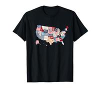 Camisa patriótica de mapa de Estados Unidos versículos de la Biblia y palabras de fe inspiradoras Camiseta