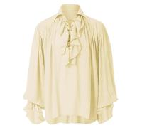 Camisa pirata para hombre, camisa colonial, renacimiento, poeta, camisa con volantes, steampunk, vampiro, gótico, disfraz renacentista, steampunk, victoriano, manga larga, pirata, camisa, cosplay tops
