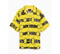 Camisa Pleasures Straps Men's Button Down Short Sleeve Shirt para hombre Amarillo M