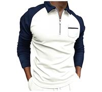 Camisa polo a rayas con solapa para hombre 2026, camisetas de retazos con cremallera y cuello abatible, blusa de manga larga, blusa Henley para hombre, camiseta de golf 2026, azul marino, S