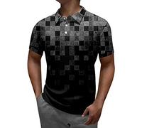 Camisa polo a rayas de Coulor para hombre 2026 con estampado a rayas para verano, a la moda, impresión digital 3D, solapa de manga corta, blusa Henley para hombre, camiseta de golf 2026, gris, L