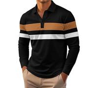 Camisa polo a rayas de Coulor para hombre 2026 para hombre, a la moda, suelta, con solapa, camisetas de negocios, blusa Henley para hombre, camiseta de golf 2026, marrón, 3XL