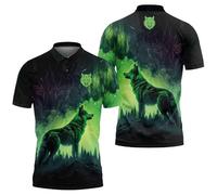 Camisa Polo de Botones para Hombre con Patrón de Animales Divertidos Lobo Impresión 3D Camiseta de Mujer con Cuello Elegante Sudadera Genial Ropa Urbana