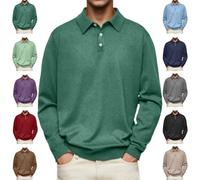 Camisa Polo de Manga Larga con Solapa de Color Liso, Cómoda e Informal para Hombre (4X-Large,Green)