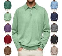 Camisa Polo de Manga Larga con Solapa de Color Liso, Cómoda e Informal para Hombre (XX-Large,Light Green)