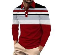 Camisa polo para hombre de manga larga 2025 de moda para hombre, vacaciones, ocio, cuello alto, camisa de manga corta, camisa de manga corta para hombre, rosso, XL