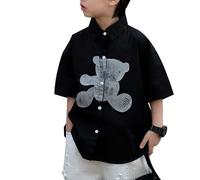 Camisa Polo para niños - Camisa de Manga Corta para niños Informal cómoda para Uso Diario Tejido Transpirable diseño Moderno para Primavera y Verano de 2 a 14 años (Black 11-12 Years)