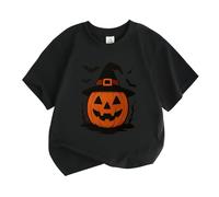 Camisa Polo para niños - Camiseta de Manga Corta con Estampado de Calabaza de Halloween para niños Camiseta Informal de Capa Base Camiseta de Moda para niños (Black 7-8 Years)