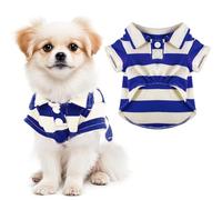 Camisa polo para perro, cuello a rayas, ropa para cachorros, ropa de verano con botones para mascotas para perros pequeños y medianos, gatos para niños y niñas (azul real, XS)