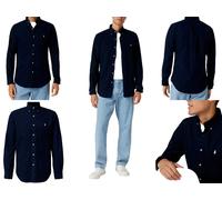 Camisa Polo Ralph Lauren Custom Fit Popelín Oxford Azul Marino Botón Abajo S