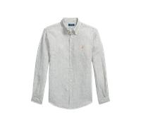Camisa POLO RALPH LAUREN Lino Custom Fit Oliva Jardín / Blanco - M