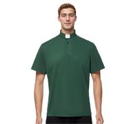 Camisa Polo Sacerdote Hombre con Alzacuellos Cuello Clero Camisa de Manga Corta para Disfraz de Iglesia, verde oscuro, 46