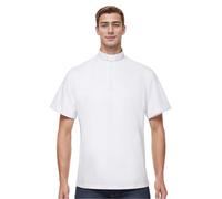 Camisa Polo Sacerdote Hombre con Alzacuellos Cuello Clero Camisa de Manga Corta para Disfraz de Iglesia, blanco, 42