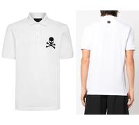 Camisa Polo Skull De Philipp Plein De Cuero Con Parche Hexagonal PP Talla L