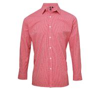 Camisa Premier Para Hombre De Manga Larga Ajustada Con Patrón A Cuadros XS-3XL