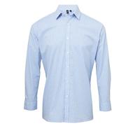 Camisa Premier Para Hombre De Manga Larga Ajustada Con Patrón A Cuadros XS-3XL
