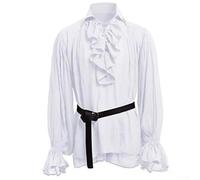 Camisa retro con volantes y mangas abullonadas para hombre, de Victorian Gothic Styles, perfecta para eventos al aire libre (L blanco)