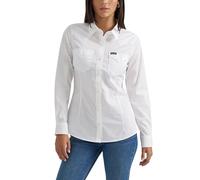 Camisa retro de manga larga para mujer, color azul, Blanco, XS