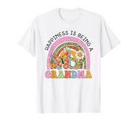 Camisa retro de mariposa arcoíris para abuela con patrón de leopardo Camiseta