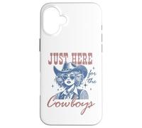Camisa Retro de Vaquera Just Here for The Cowboys Western Rodeo Carcasa para iPhone 16 Plus