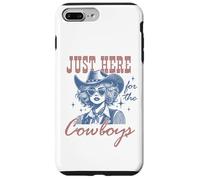 Camisa Retro de Vaquera Just Here for The Cowboys Western Rodeo Carcasa para iPhone 7 Plus/8 Plus
