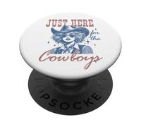 Camisa Retro de Vaquera Just Here for The Cowboys Western Rodeo PopSockets PopGrip Adhesivo