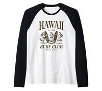 Camisa retro Hawaii Surf Club Hula Girls Surf's Up Camiseta Manga Raglan