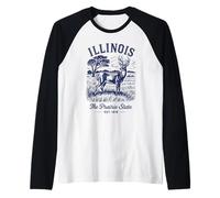 Camisa retro State Illinois Est 1818 Chicago 66 Skyline Route Camiseta Manga Raglan