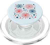 Camisa roja y azul de fuegos artificiales a juego con trajes de pareja del 4 de julio PopSockets PopGrip para MagSafe