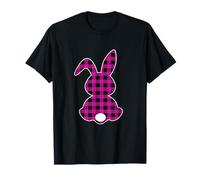 Camisa Rosa con Estampado a Cuadros de Bunny Buffalo Happy Easter Day para Mujer Camiseta