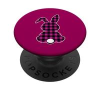 Camisa Rosa con Estampado a Cuadros de Bunny Buffalo Happy Easter Day para Mujer PopSockets PopGrip Adhesivo