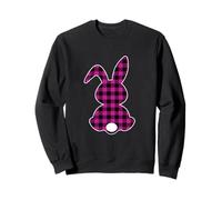 Camisa Rosa con Estampado a Cuadros de Bunny Buffalo Happy Easter Day para Mujer Sudadera
