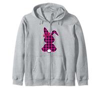 Camisa Rosa con Estampado a Cuadros de Bunny Buffalo Happy Easter Day para Mujer Sudadera con Capucha