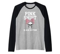 Camisa rosa Edición negra Gothic Biker Horror Camisa blanca Fun Camiseta Manga Raglan