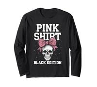 Camisa rosa Edición negra Gothic Biker Horror Camisa blanca Fun Manga Larga