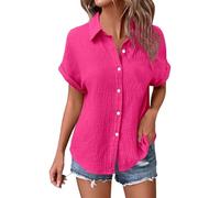 Camisa Rosa Mujer Blusa Oversize De Muselina para Mujer Camiseta Manga Corta Blusa De Talla Grande Blusas Verano Manga Corta para Ropa Tallas Grandes Tops Elegantes Fiesta Ropa Cótúnica Transparente