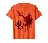 Camisa sangrienta con Salpicaduras de Sangre manchada de Terror Zombi Camiseta, Hombre, Naranja, XXL