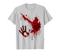 Camisa sangrienta con Salpicaduras de Sangre manchada de Terror Zombi Camiseta, Hombre, Plata, S