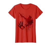 Camisa sangrienta con Salpicaduras de Sangre manchada de Terror Zombi Camiseta, Mujer, Rojo, L