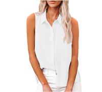 Camisa sin Manga Mujer Lino Algodón Verano Moda Color sólido Chaleco Blusa Elegante Camisetas de Tirantes Tank Tops Cuello en V Botones Oficina Fiesta Camisa Suelto Basic tee 2025