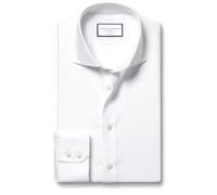 Camisa sin Plancha Blanca de Sarga Slim fit con Cuello Italiano