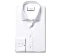 Camisa sin Plancha Blanca de Sarga y Corte clásico con Cuello Italiano