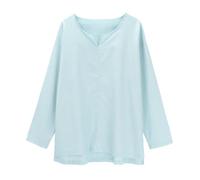 Camisa sólida blusa de manga casual para hombre carta color cómodo transpirable camiseta larga blusa suelta para hombre sin planchado camisas de manga corta, azul claro, 5XL