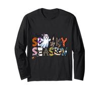 Camisa Spooky Season Ghost House Witch Pumpkin Manga Larga